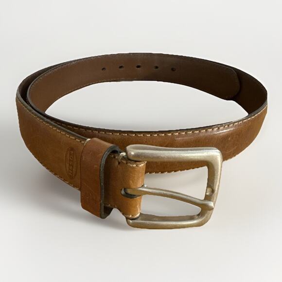 FOSSIL Brown Genuine Leather Belt Size 42 Casual Square Buckle - Picture 1 of 4